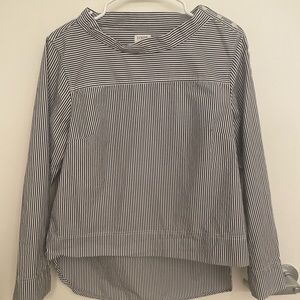 J Crew striped high neck blouse